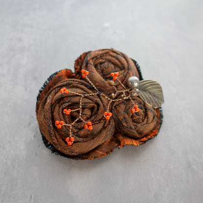 【 黄丹_ohni】和モダン_コサージュ*着物リメイク