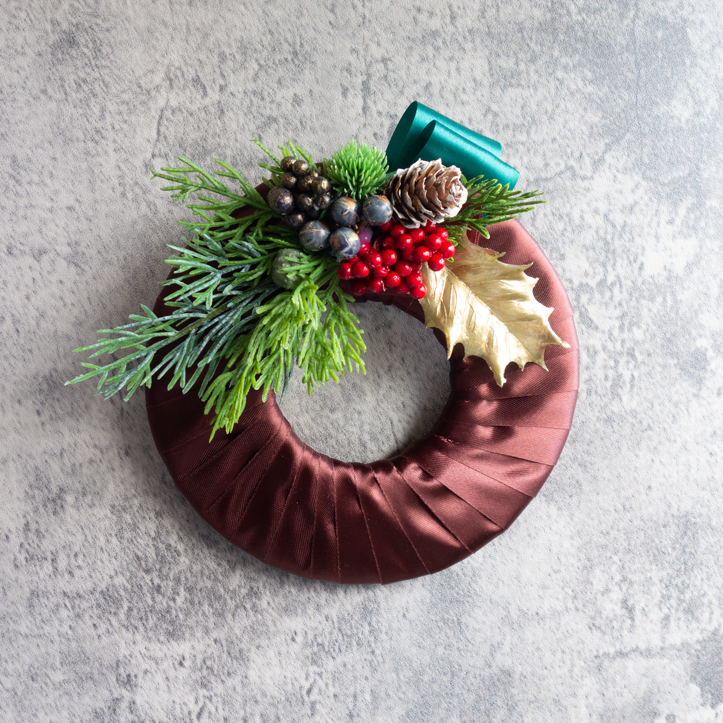 Noël_ノエル【サテンリボンリース】作成キット(完成品の購入可能)_冬のお部屋を飾る手作りリース