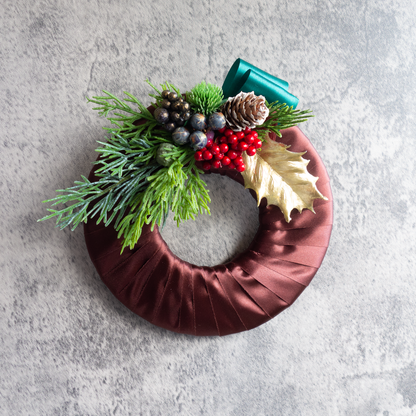 Noël_ノエル【サテンリボンリース】作成キット(完成品の購入可能)_冬のお部屋を飾る手作りリース
