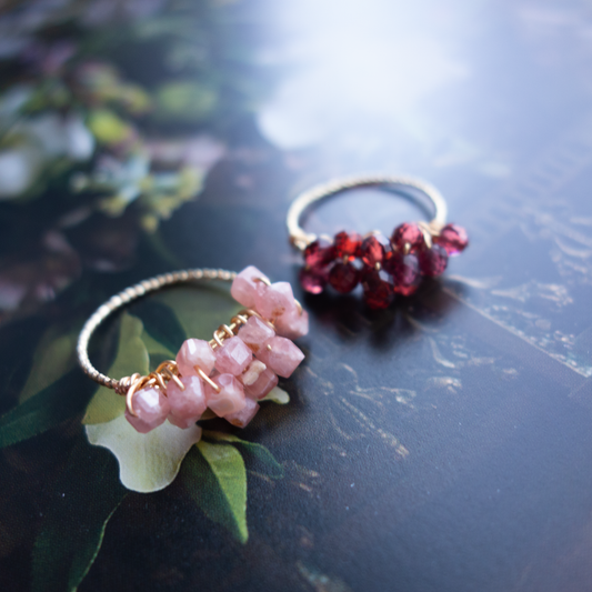 ［14kgf］*pierre_ ピエール【ガーネット／インカローズ】_天然石ワイヤーリング