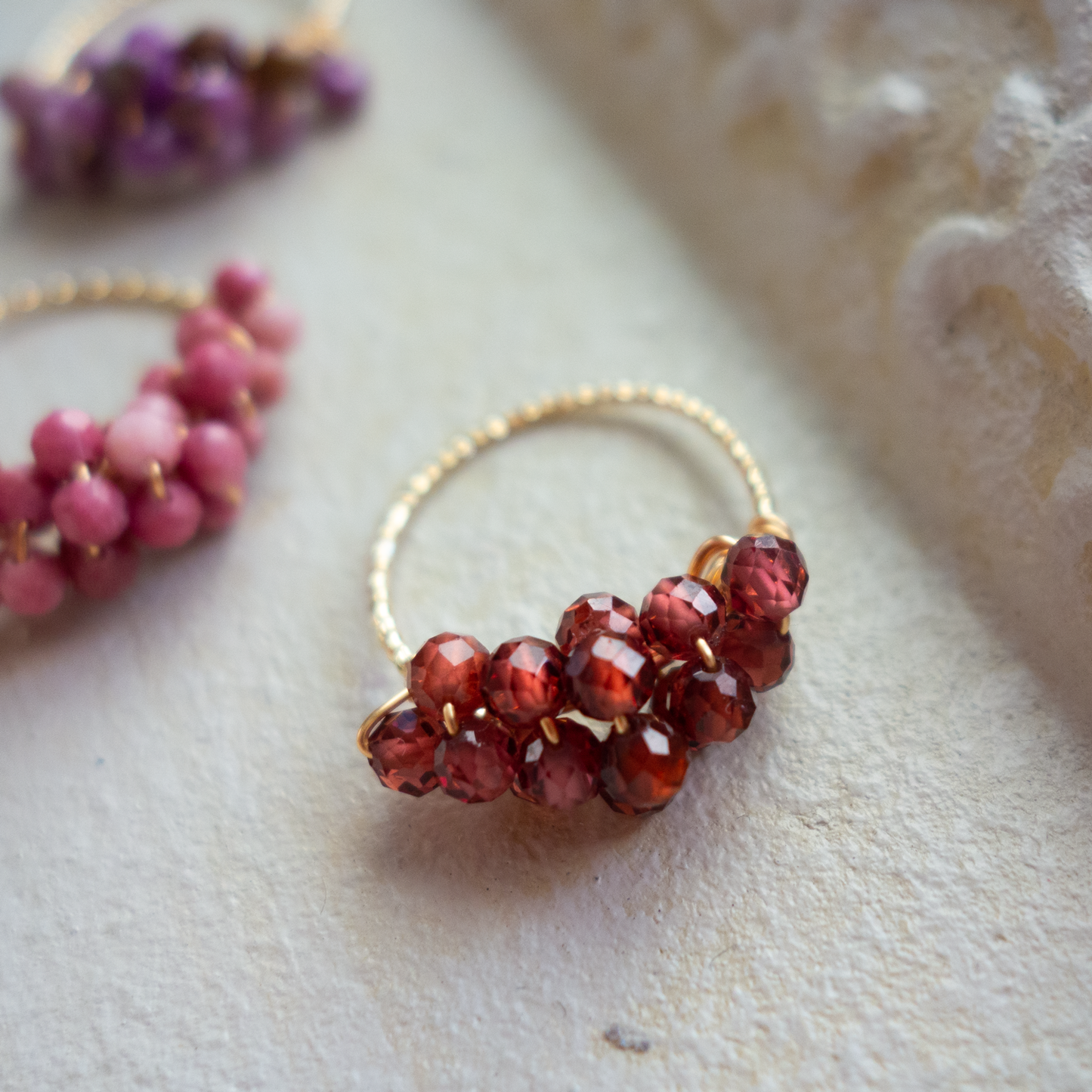 ［14kgf］*pierre_ ピエール【ガーネット／インカローズ】_天然石ワイヤーリング