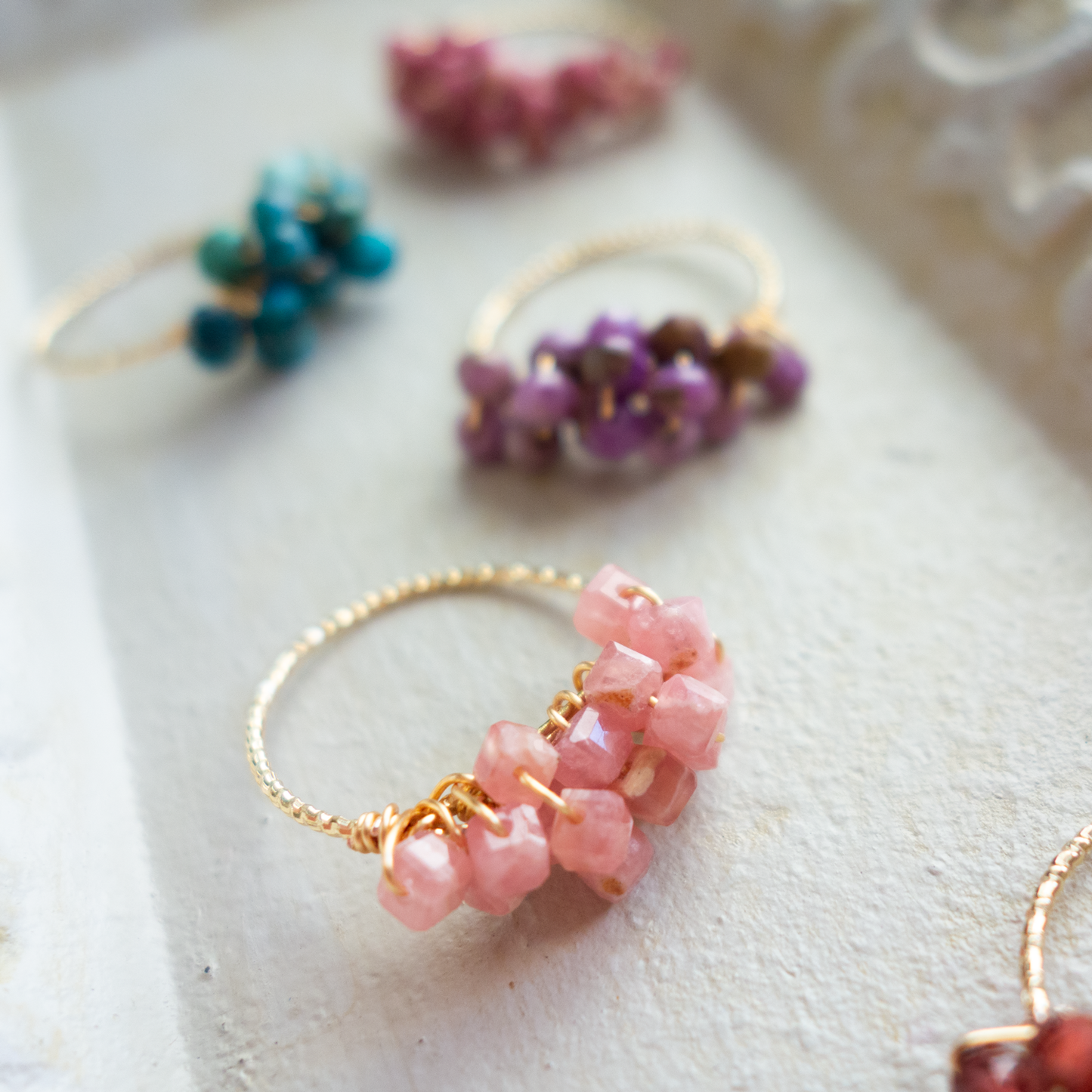 ［14kgf］*pierre_ ピエール【ガーネット／インカローズ】_天然石ワイヤーリング