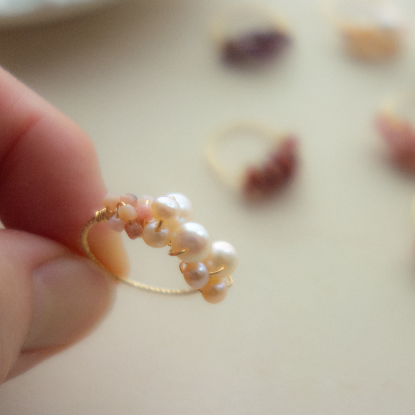 ［14kgf］*pierre_ ピエール【淡水パール】_天然石ワイヤーリング