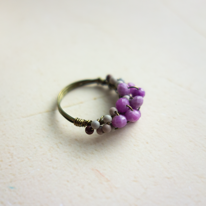 *mousse_ ムース／【フォスフォシデライト×ピクチャージャスパー】_天然石ワイヤーリング