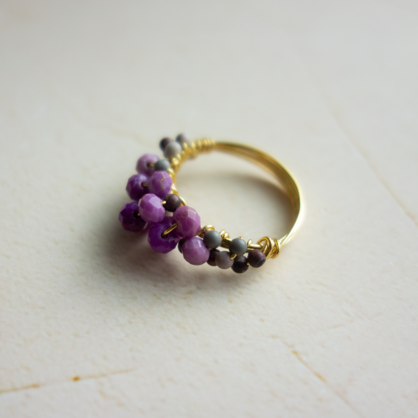 *mousse_ ムース／【フォスフォシデライト×ピクチャージャスパー】_天然石ワイヤーリング