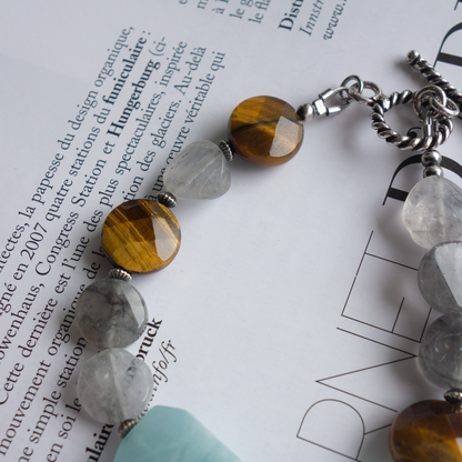 Fogie_フォギー／「アクアマリン」シックなグレイ調*ニュアンスカラーのブレスレット／「アクアマリン」シックなグレイ調*ニュアンスカラーのブレスレット