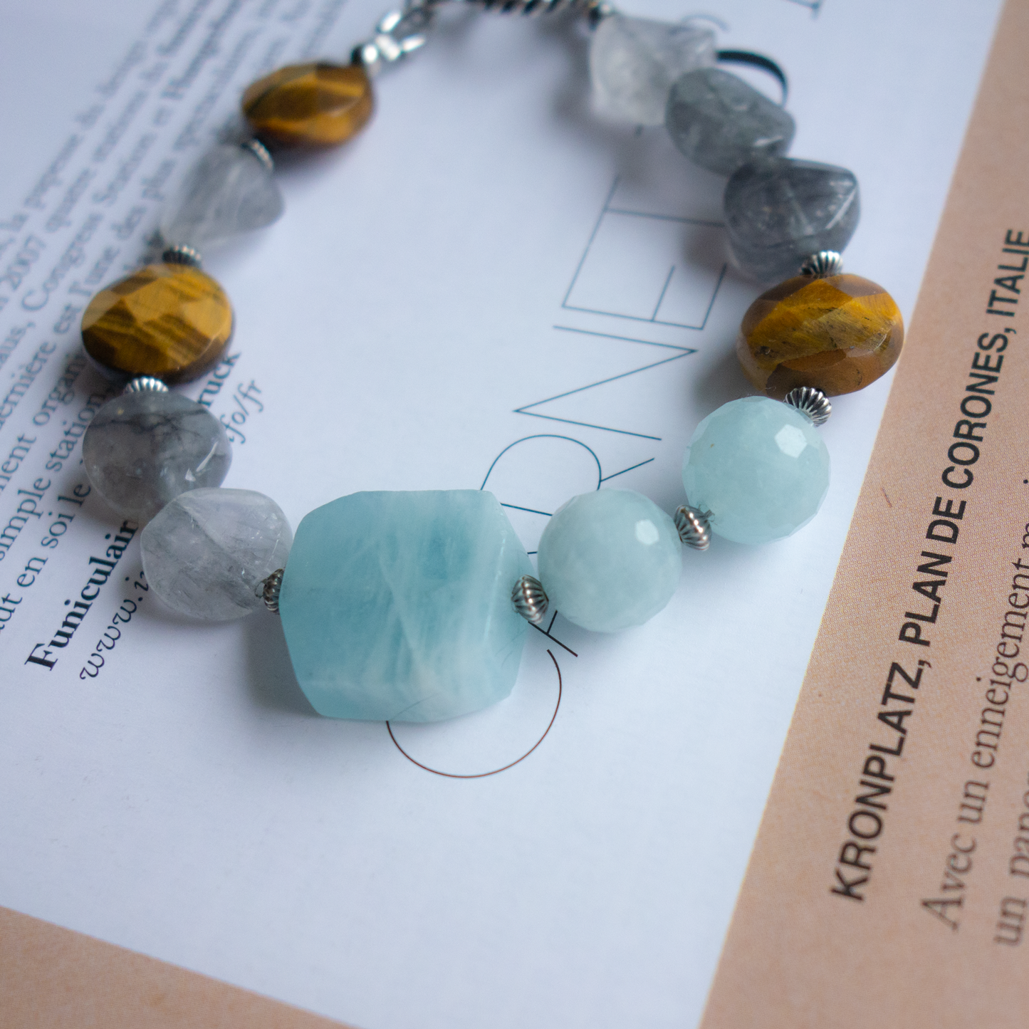 Fogie_フォギー／「アクアマリン」シックなグレイ調*ニュアンスカラーのブレスレット／「アクアマリン」シックなグレイ調*ニュアンスカラーのブレスレット