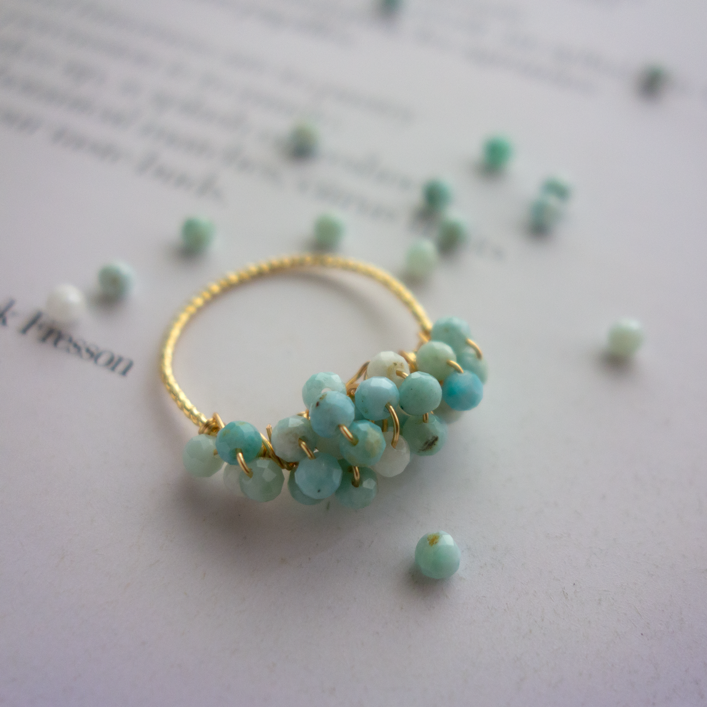 ［14kgf］*pierre_ ピエール【ラリマー】_天然石ワイヤーリング