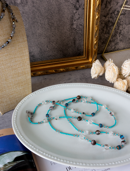 Céleste _ セレステ／天空のブルー* ロングネックレス【シルクコードネックレス_90cm】