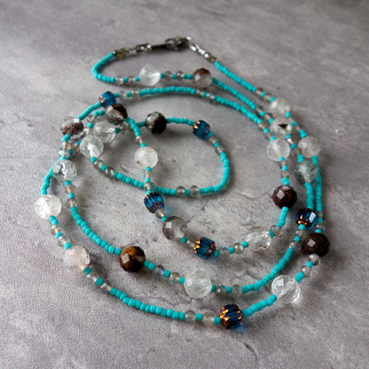 Céleste _ セレステ／天空のブルー* ロングネックレス【シルクコードネックレス_90cm】