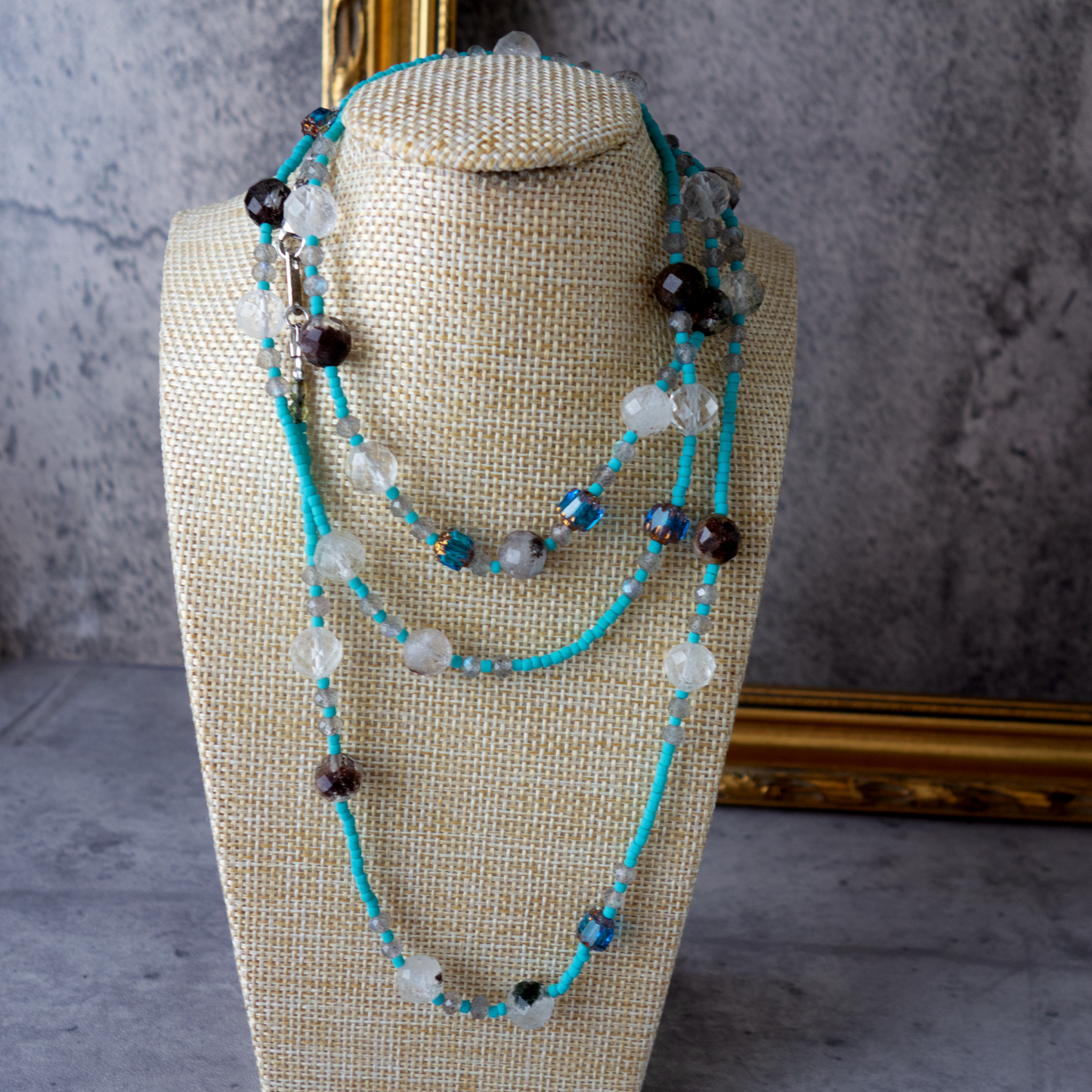 Céleste _ セレステ／天空のブルー* ロングネックレス【シルクコードネックレス_90cm】