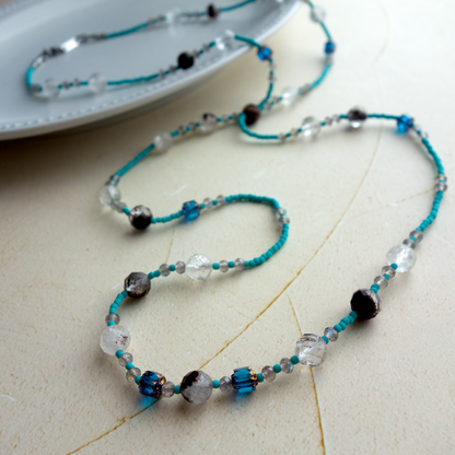 Céleste _ セレステ／天空のブルー* ロングネックレス【シルクコードネックレス_90cm】