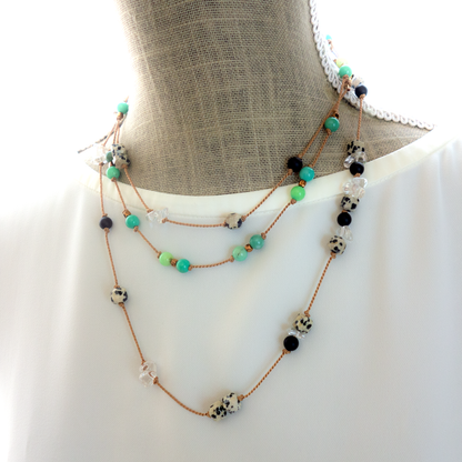 Poirot _ ポアロ／穏やかで爽やかなグリーン* クリソプレーズ【シルクコードネックレス_42cm】