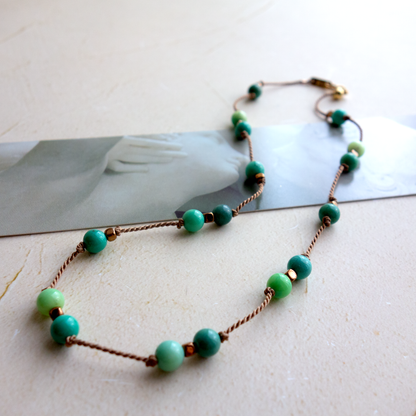 Poirot _ ポアロ／穏やかで爽やかなグリーン* クリソプレーズ【シルクコードネックレス_42cm】