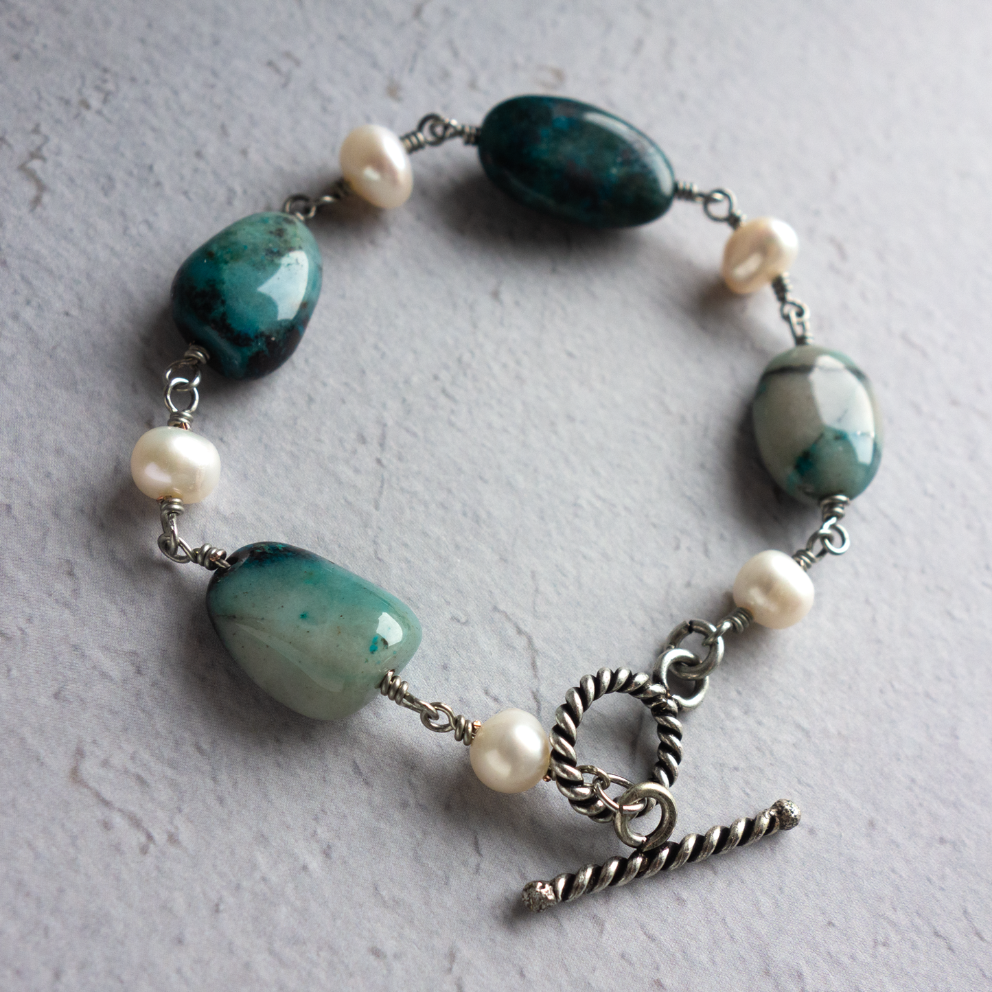 Peacock_ピーコック／「クリソコラ」地球*ブルーグリーンのブレスレット／Colorful Earth *Blue-green bracelet #259