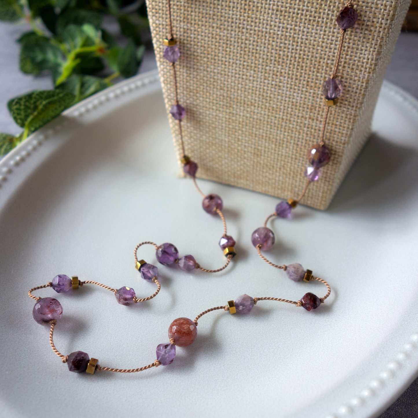 Jardin_ ジャルダン／ガーデンアメジスト*庭園のヒーリング 【シルクコード ロングネックレス_80cm】