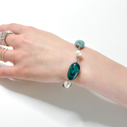 Peacock_ピーコック／「クリソコラ」地球*ブルーグリーンのブレスレット／Colorful Earth *Blue-green bracelet #259