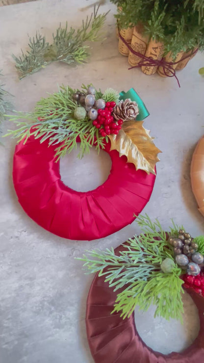 Noël_ノエル【サテンリボンリース】作成キット(完成品の購入可能)_冬のお部屋を飾る手作りリース